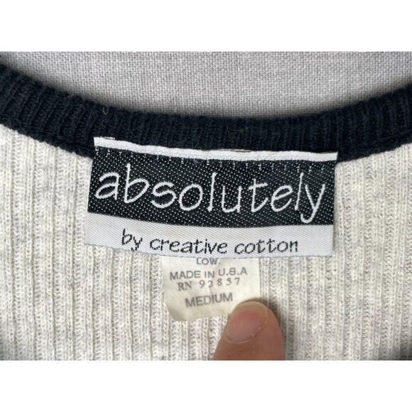 Absolutely By Creative Cotton Women's Grey and Black Round Neck Shirt Med USED - Picture 2 of 5